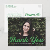 Groen | Vet script foto Afstuderen Dank u Briefkaart (Voorkant / Achterkant)