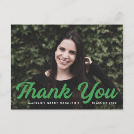 Groen | Vet script foto Afstuderen Dank u Briefkaart