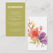 Groen Vet Wildbloemen bruiloft ACCOMMODATIE Informatiekaartje (Voorkant / Achterkant)