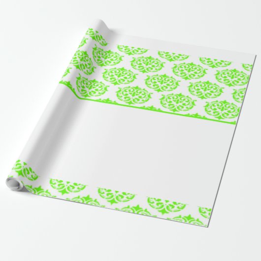 Groen Victoriaans vocht op wit Cadeaupapier (Uitgerold)