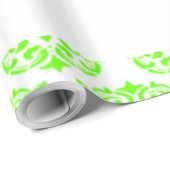 Groen Victoriaans vocht op wit Cadeaupapier (Rol Hoek)