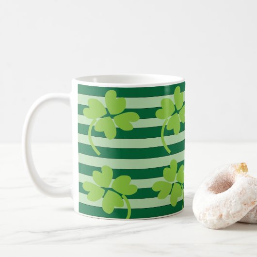 Groen vierbladige klaver St. Patrick's Day-patroon Koffiemok (Met donut)
