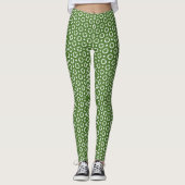 Groen Vierbladige Klaverpatroon Leggings (Voorkant)