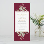 Groen Viering van het Leven Begrafenisdienst Kaart (Staand voorkant)