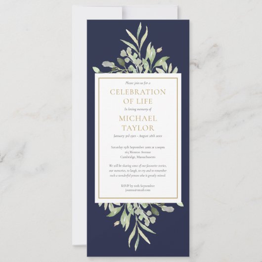 Groen Viering van het Leven Begrafenisdienst Kaart (Voorkant)