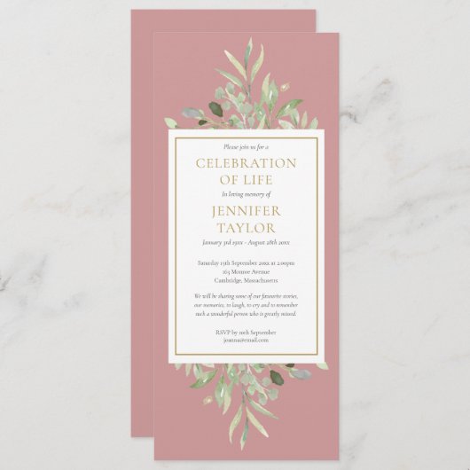 Groen Viering van het Leven Uitvaartdienst Invi Kaart (Voorkant / Achterkant)