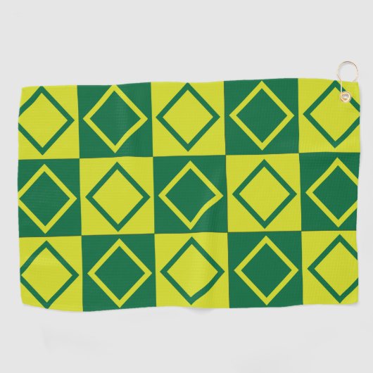 Groen vierkant Diamond Geometric Decorative Golfhanddoek (Horizontaal)