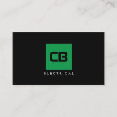 Groen Vierkant Monogram Bouw, Elektro Visitekaartje (Voorkant)