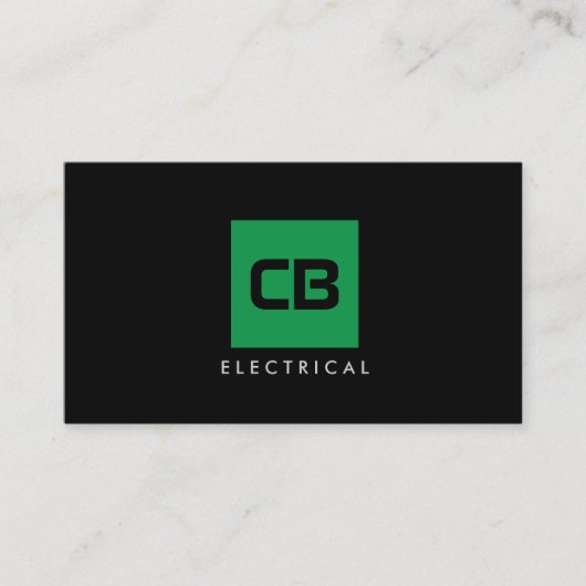 Groen Vierkant Monogram Bouw, Elektro Visitekaartje (Voorkant)