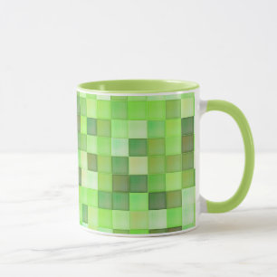 Groen vierkant patroon op aangepaste Mok