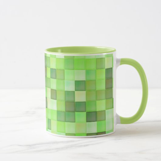 Groen vierkant patroon op aangepaste Mok (Rechts)