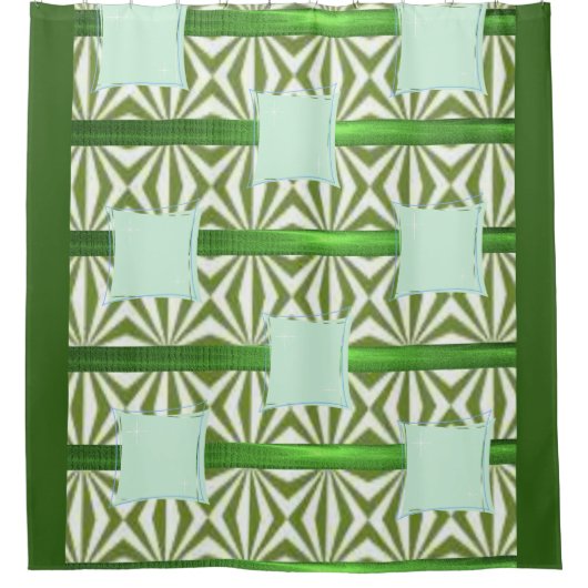 Groen vierkant schoengordijn douchegordijn (Voorkant)