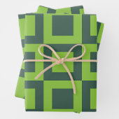 Groen vierkantjes geometrisch inpakpapier vel (In situ)