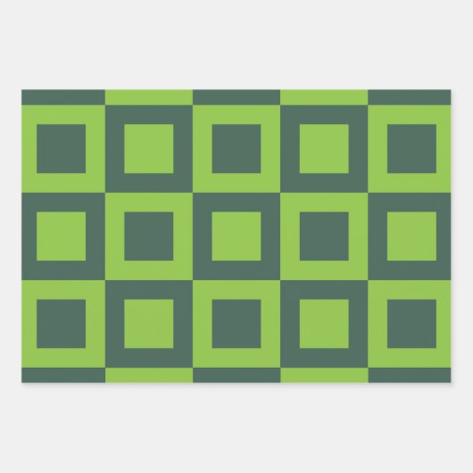 Groen vierkantjes geometrisch inpakpapier vel (Voorkant)