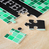 Groen vierkantspatroon + aangepaste naam puzzel (Zijkant)