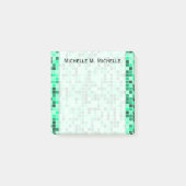Groen vierkantspatroon + Aangepaste naamnotitie Post-it® Notes (Voorkant)