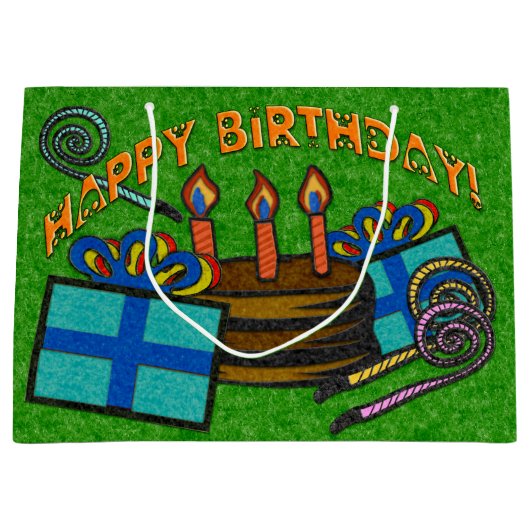 Groen viltbord verjaardag large cadeautasje (Voorkant)