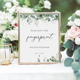 Groen Vingerafdruk Bruiloft Gast Boek Sign Poster