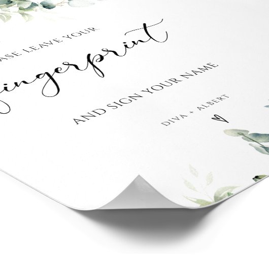 Groen Vingerafdruk Bruiloft Gast Boek Sign Poster (Hoek)