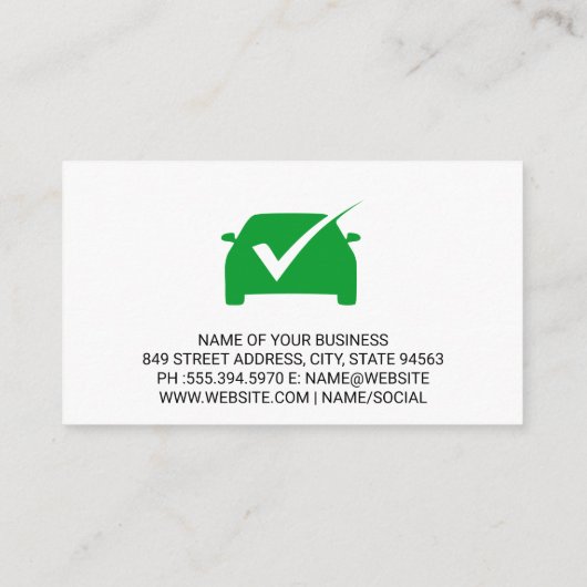 Groen vinkje | Auto-services | Auto Visitekaartje (Achterkant)