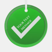Groen vinkje symbool Kerstmis Glas Ornament (Voorkant)