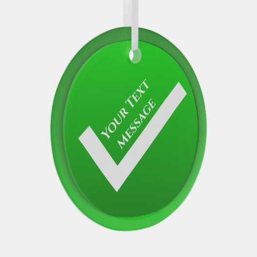 Groen vinkje symbool Kerstmis Glas Ornament (Voorkant Rechts)