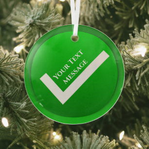 Groen vinkje symbool Kerstmis Glas Ornament