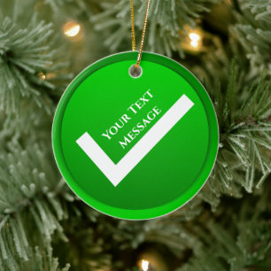 Groen vinkje symbool Kerstmis Keramisch Ornament