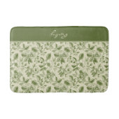 Groen Vintage Bloemmotief Toile Badmat (Voorkant)