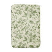 Groen Vintage Botanisch Toile Patroon Badmat (Voorkant Verticaal)