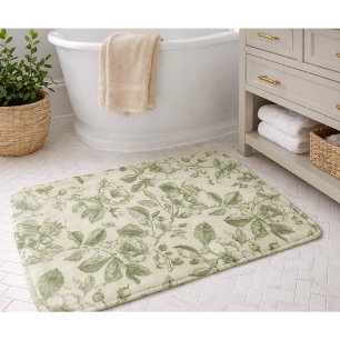 Groen Vintage Botanisch Toile Patroon Badmat