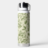 Groen Vintage Botanisch Toilepatroon Waterfles (Achterkant)