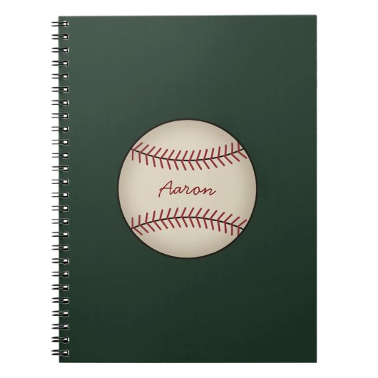 Groen Vintage Honkbal Notitieboek Cadeau (Voorkant)