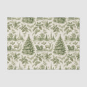 Groen Vintage Toile Kerstpatroon Tissuepapier (Voorkant)