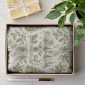 Groen Vintage Toile Kerstpatroon Tissuepapier (Geschenk)