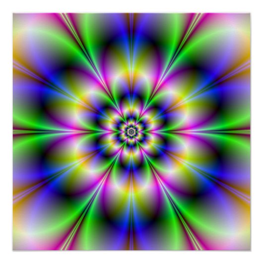 Groen violet en blauw ventilator - perfecte Poster (Voorkant)