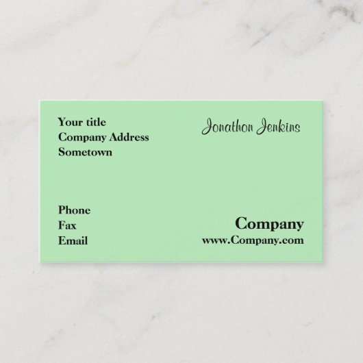 Groen Visitekaartje (Voorkant)
