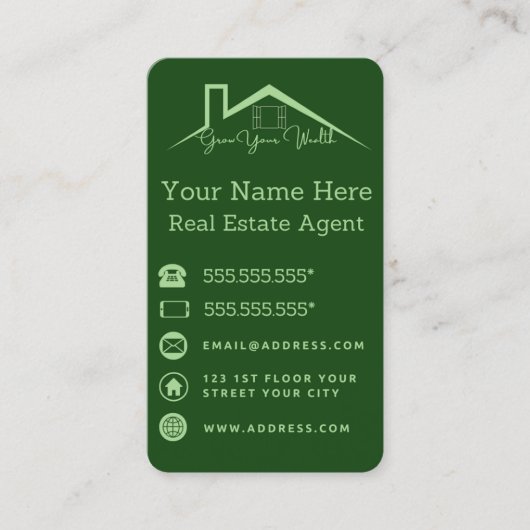 Groen Visitekaartje voor makelaars (Voorkant)