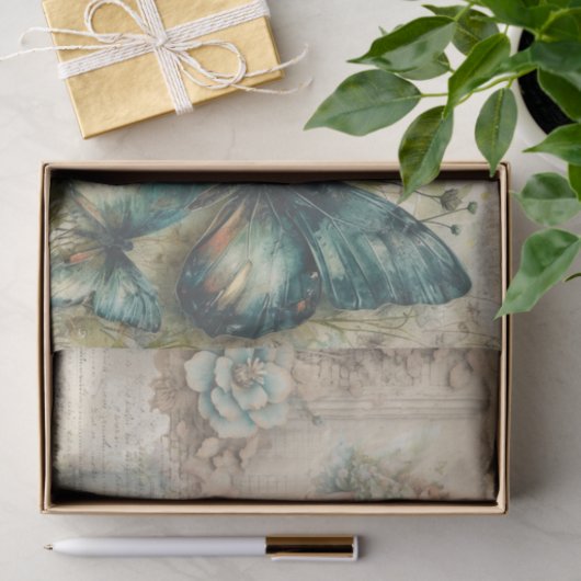 groen vlinder collage decoupage papier (Geschenk)