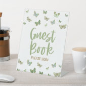 Groen vlinderstaakboek Gelieve te tekenen Reclamebord Met Voetstuk (Insitu)