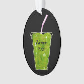 Groen vloeiend gepersonaliseerd ornament (voorkant)