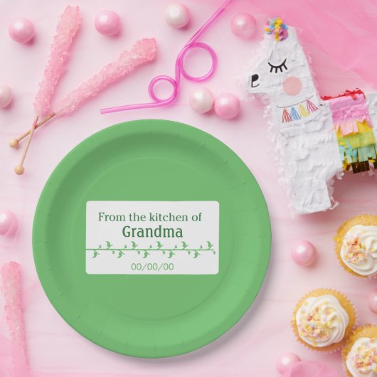 Groen voedseletiket papieren bordje (Feest)