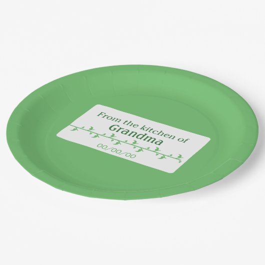 Groen voedseletiket papieren bordje (Gekanteld)