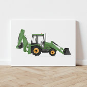 Groen voertuig voor de constructie van backhoe canvas afdruk