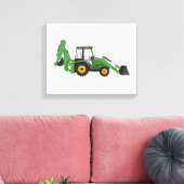 Groen voertuig voor de constructie van backhoe canvas afdruk (Insitu (Woonkamer))