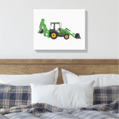 Groen voertuig voor de constructie van backhoe canvas afdruk (Insitu (Slaapkamer))