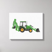 Groen voertuig voor de constructie van backhoe canvas afdruk (Voorkant)
