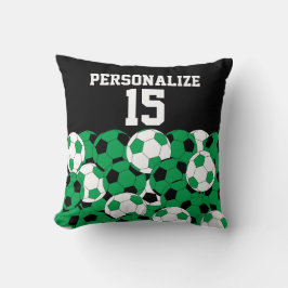 Groen Voetbal Collage | Naam en nummer DIY Kussen
