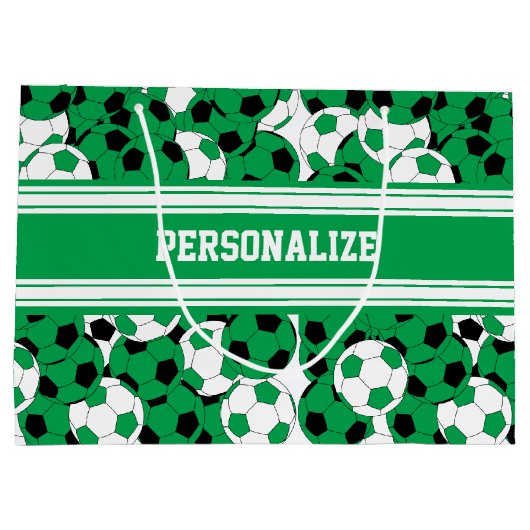 Groen Voetbal Collage | Personaliseren Groot Cadeauzakje (Achterkant)