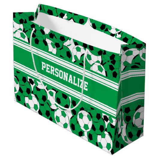 Groen Voetbal Collage | Personaliseren Groot Cadeauzakje (Achterkant Gekanteld)